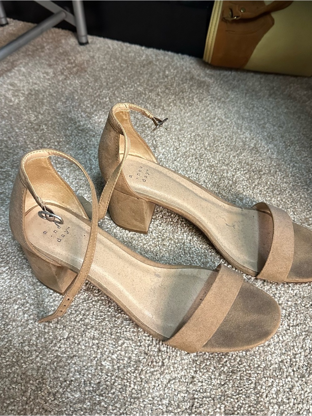 a new day Taupe Suede Block Heel Sandals